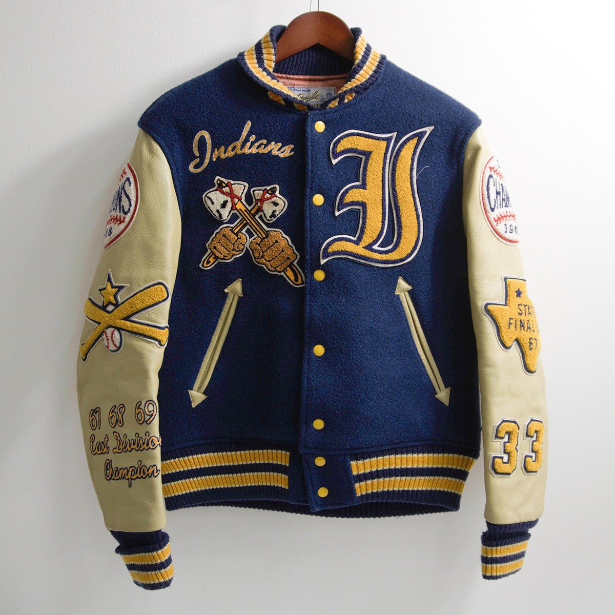 WHITESVILLE Full-Deco Leather Sleeve Stadium Jumper Size 38