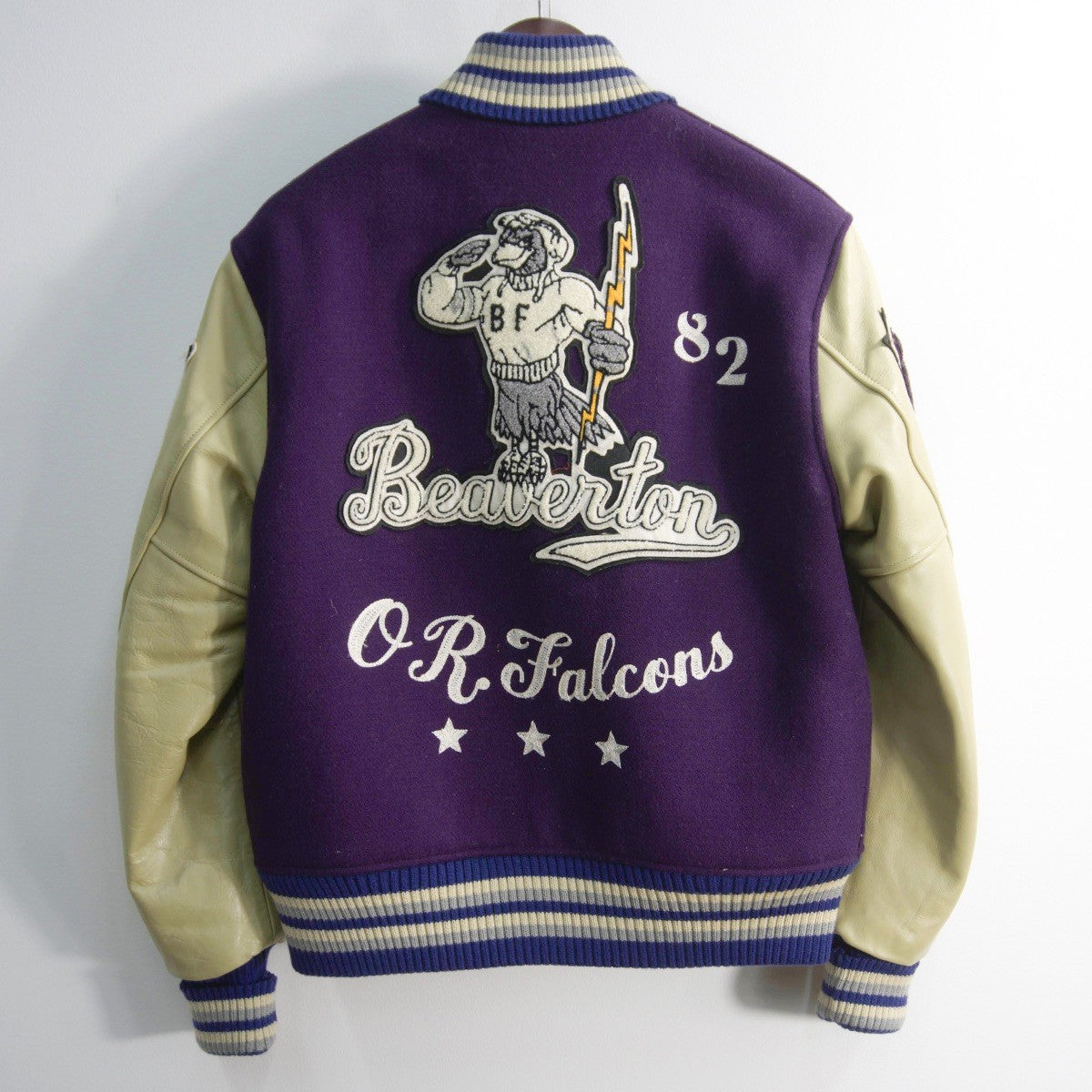 WHITESVILLE Full-Deco Leather Sleeve Stadium Jumper Size 40
