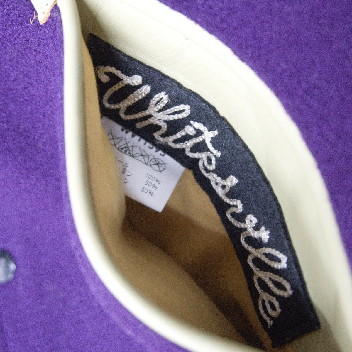 WHITESVILLE Full-Deco Leather Sleeve Stadium Jumper Size 40