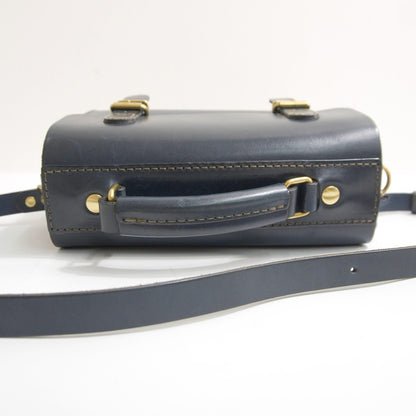 HERZ CW-2 Leather 2-Way Barrel Mini Shoulder Bag Navy