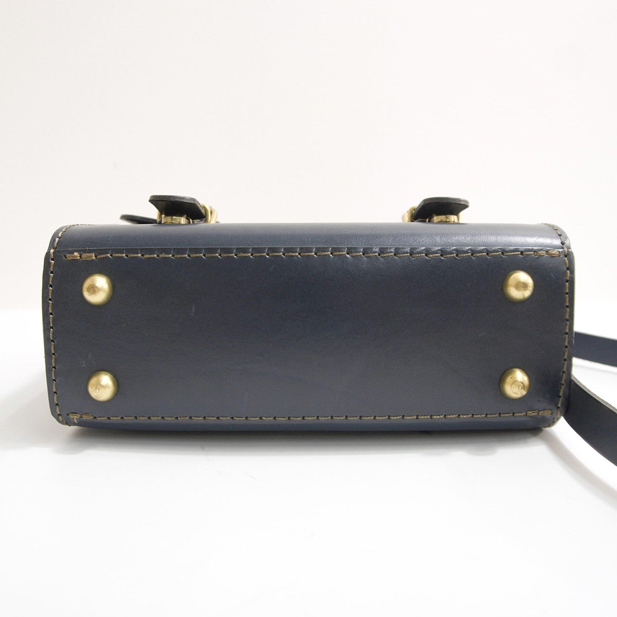 HERZ CW-2 Leather 2-Way Barrel Mini Shoulder Bag Navy