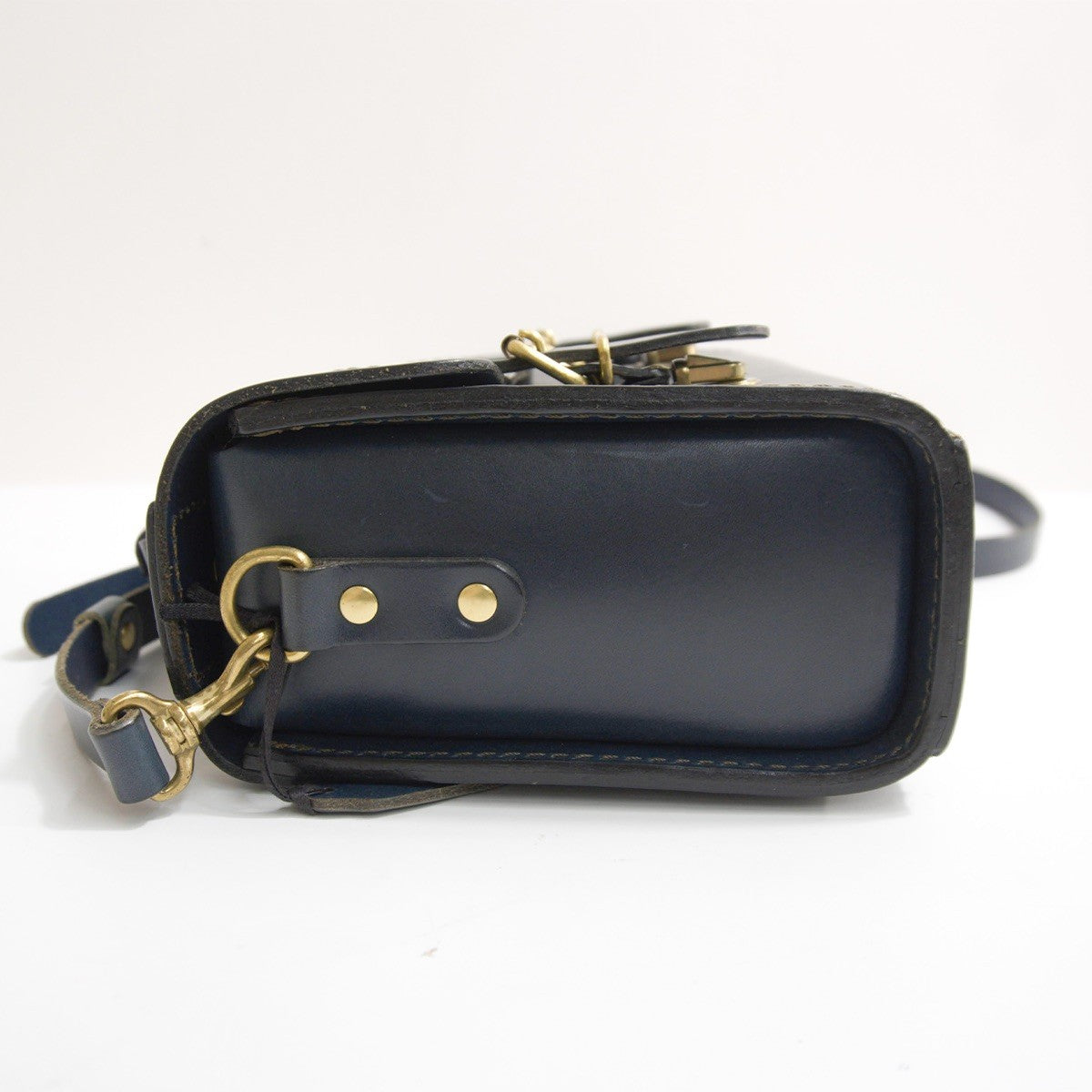 HERZ CW-2 Leather 2-Way Barrel Mini Shoulder Bag Navy