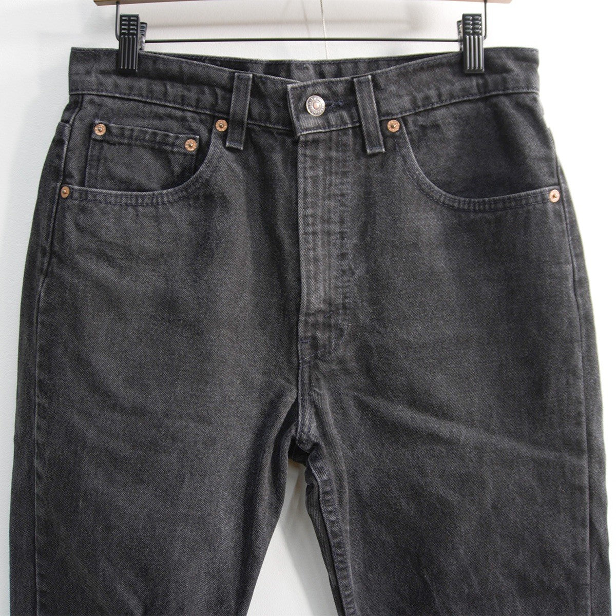 LEVI'S 505 USA Made Overdyed Black Denim Jeans Size 33×30