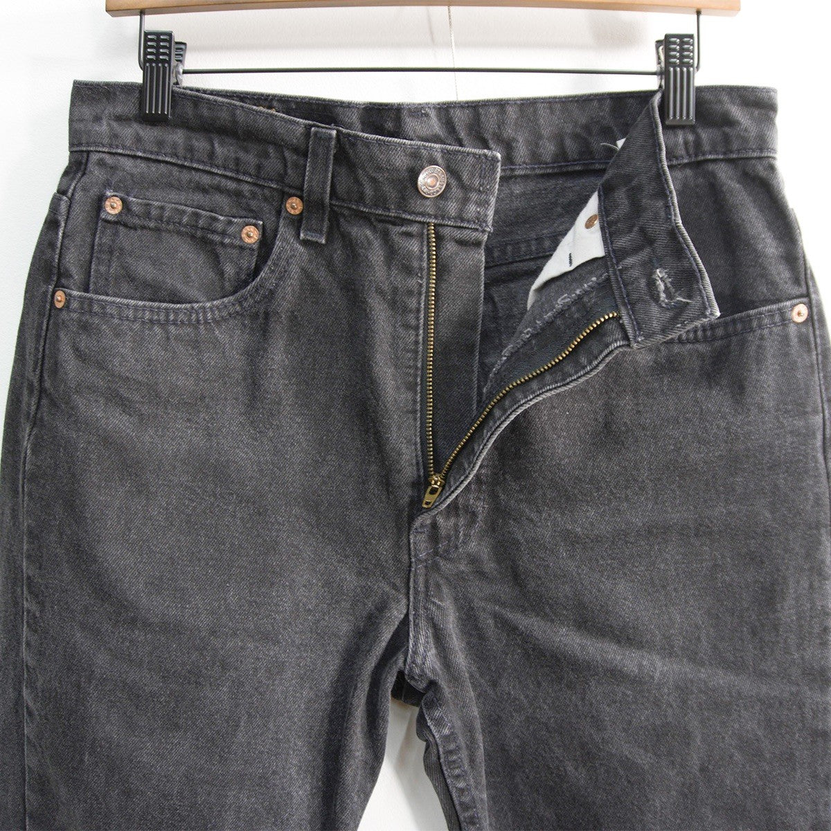 LEVI'S 505 USA Made Overdyed Black Denim Jeans Size 33×30