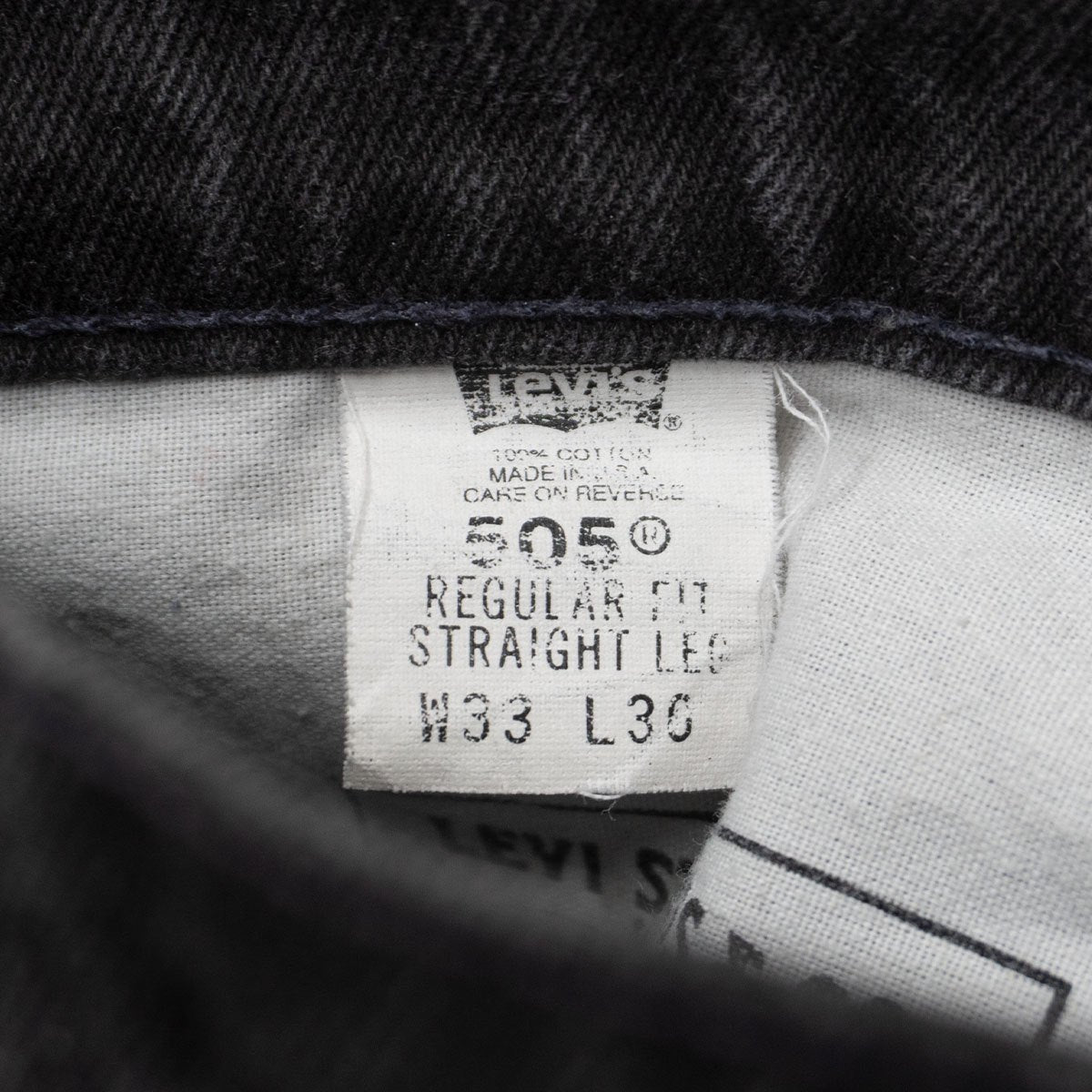 LEVI'S 505 USA Made Overdyed Black Denim Jeans Size 33×30