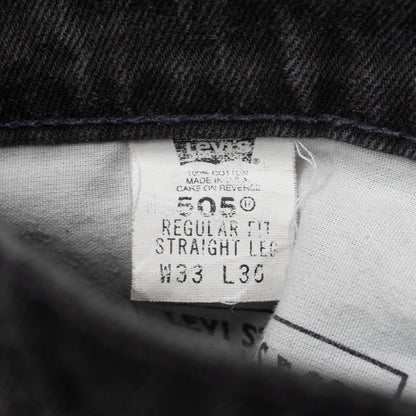 LEVI'S 505 USA Made Overdyed Black Denim Jeans Size 33×30