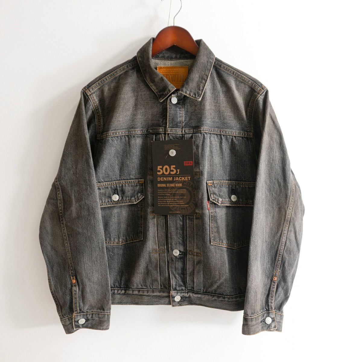 EDWIN 505J Second Type Black Denim Jacket Size XL