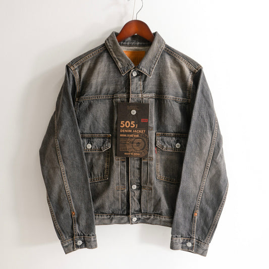 EDWIN Black 505J Second Type Denim Jacket Size L