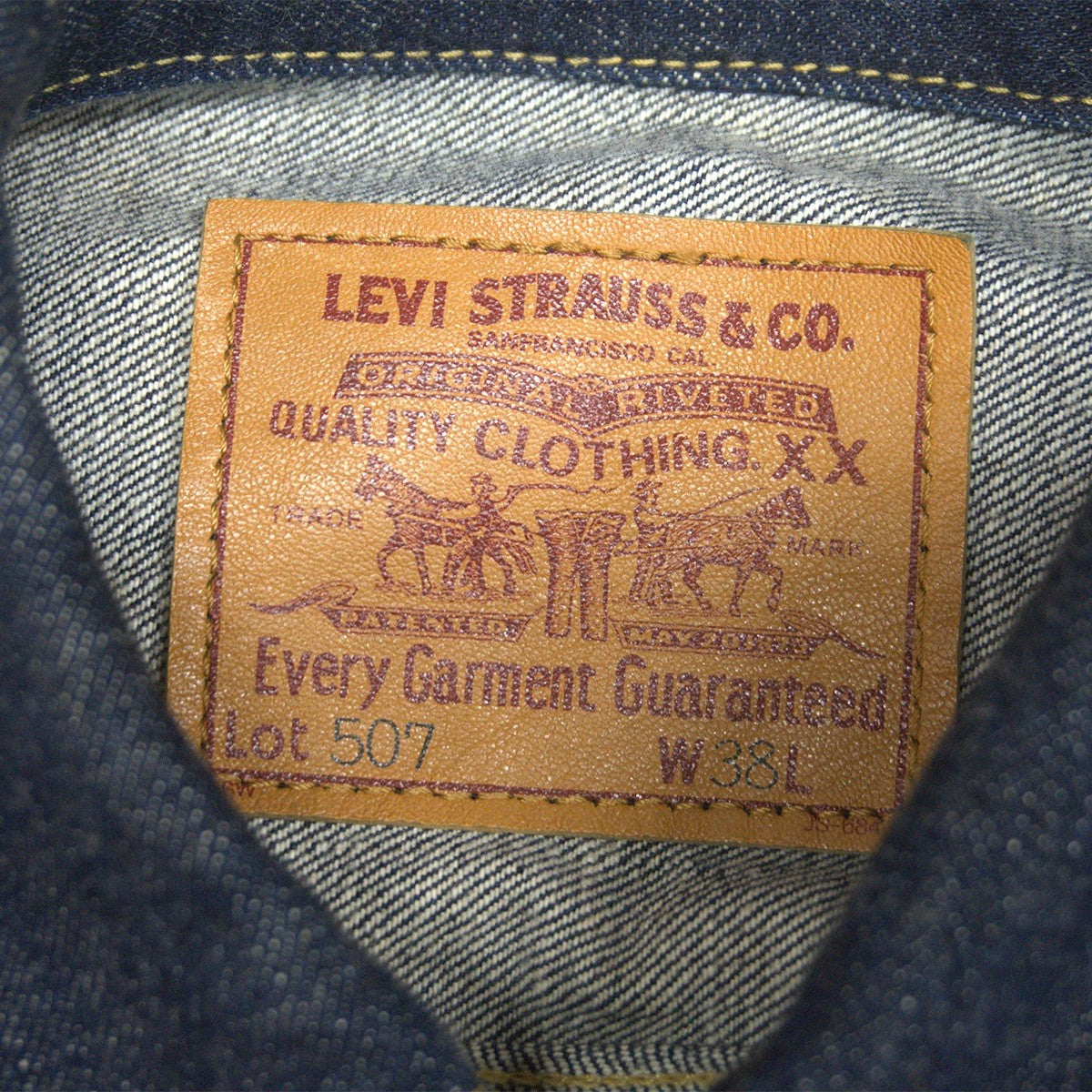 LEVI'S Dark Indigo 507XX Big E 2nd Type Denim Jacket Size 38