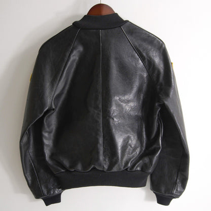 VANSON TJP All Leather Varsity Jacket Black Size 38