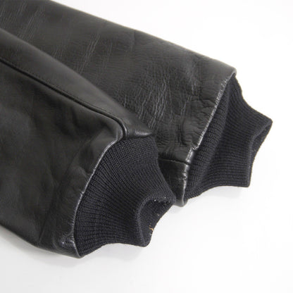VANSON TJP All Leather Varsity Jacket Black Size 38