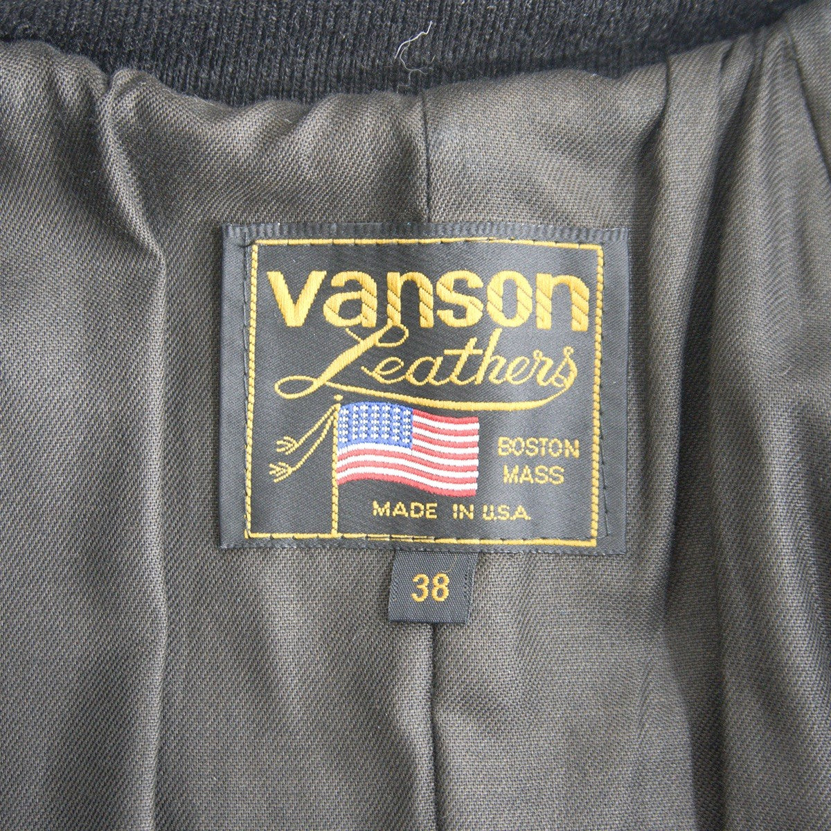 VANSON TJP All Leather Varsity Jacket Black Size 38
