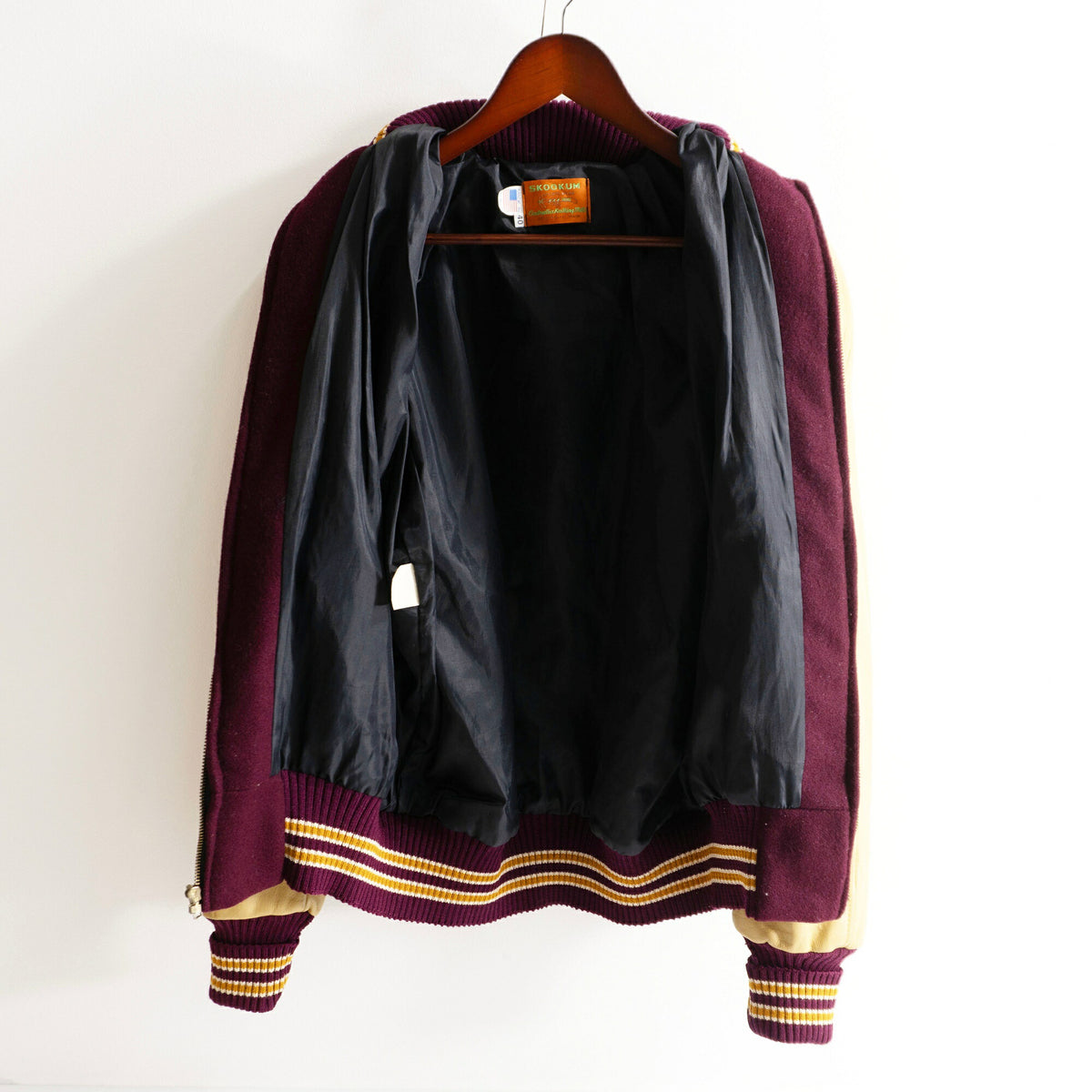 SKOOKUM USA Melton Leather Varsity Jacket Size 40