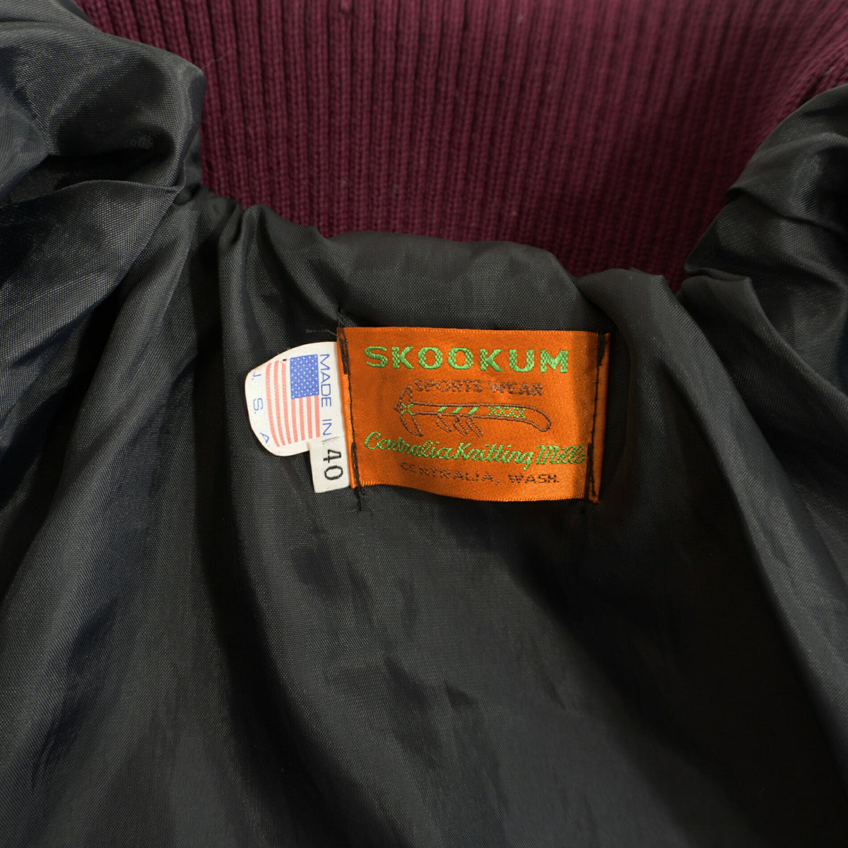 SKOOKUM USA Melton Leather Varsity Jacket Size 40