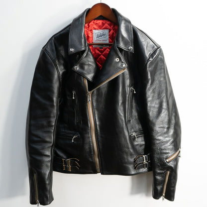 666 Horsehide Side Belt Double Rider Leather Jacket Size 44