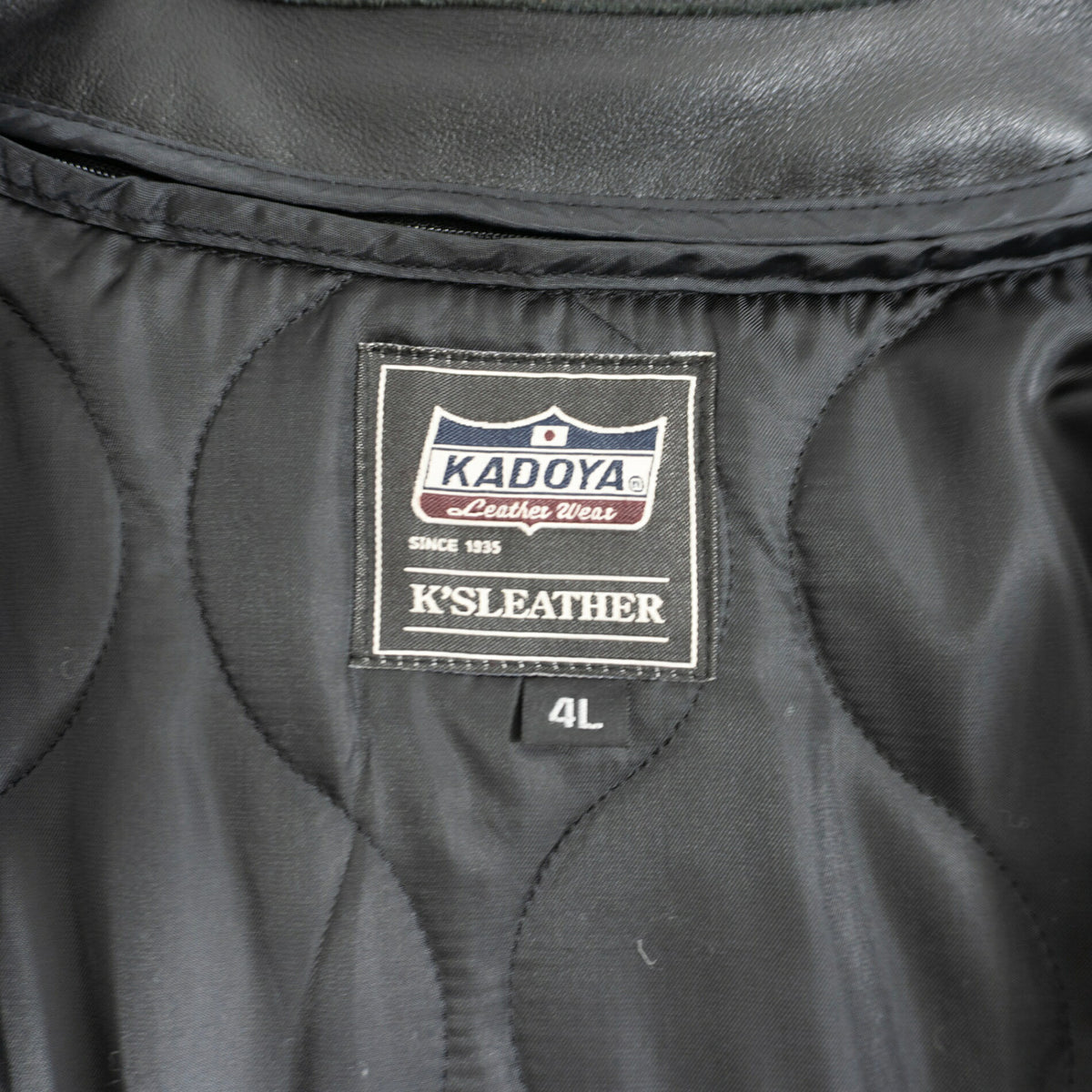 KADOYA Black Thick Cowhide Single Rider Jacket Size 4L