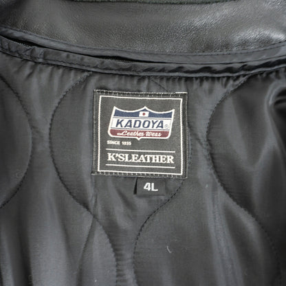 KADOYA Black Thick Cowhide Single Rider Jacket Size 4L