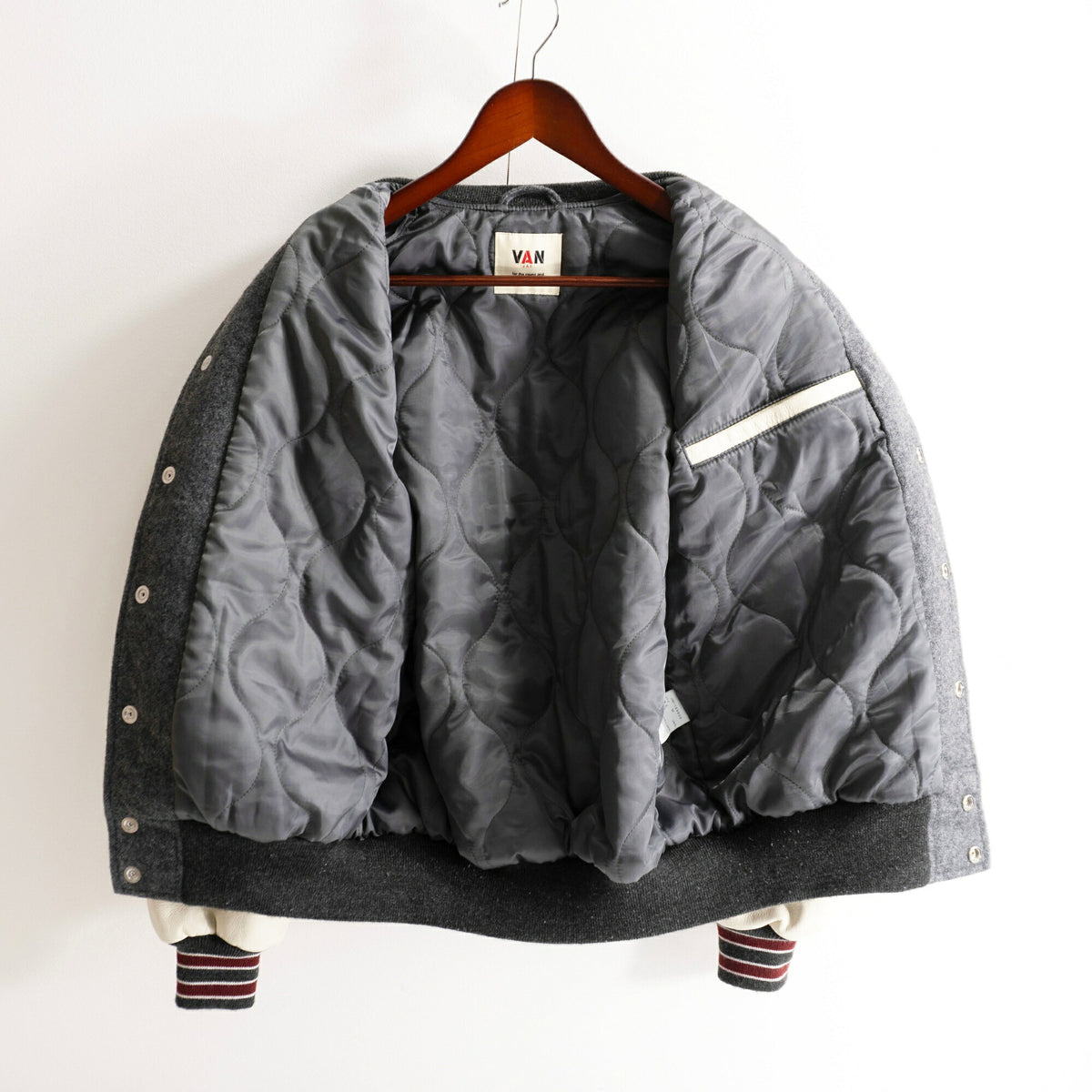 VAN JAC Leather Sleeve Jacket Size M