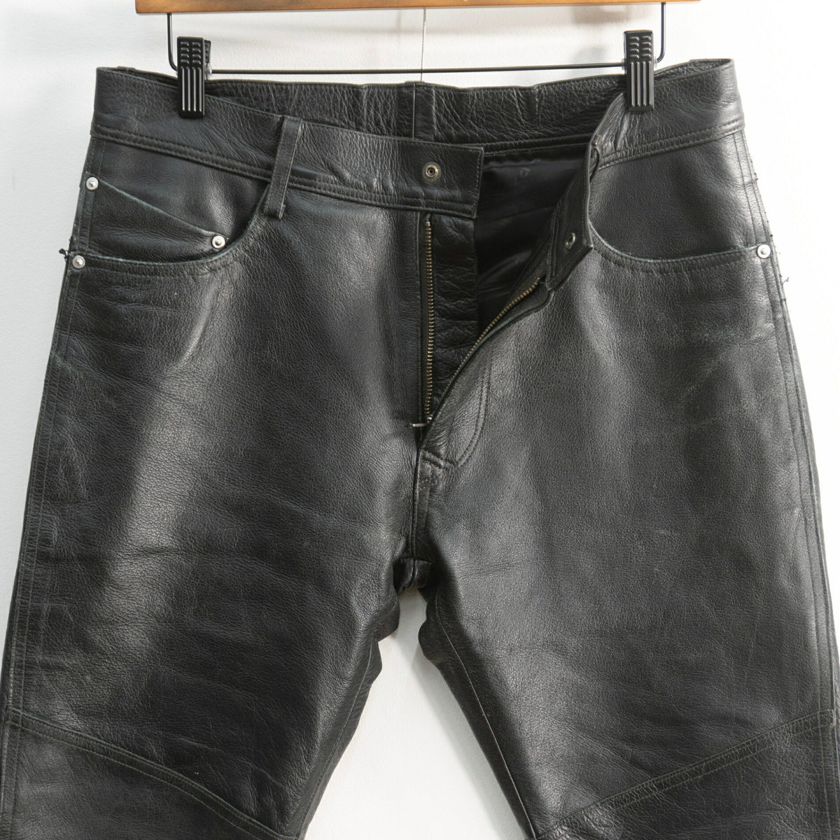 SCHOTT Black Leather Pants Size M