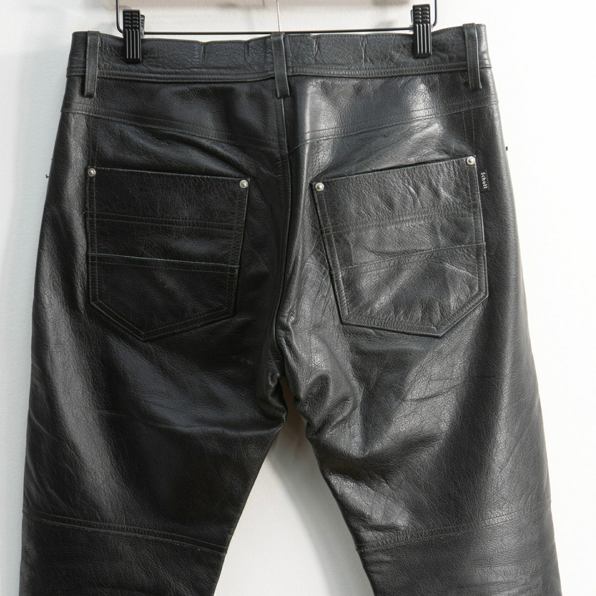 SCHOTT Black Leather Pants Size M