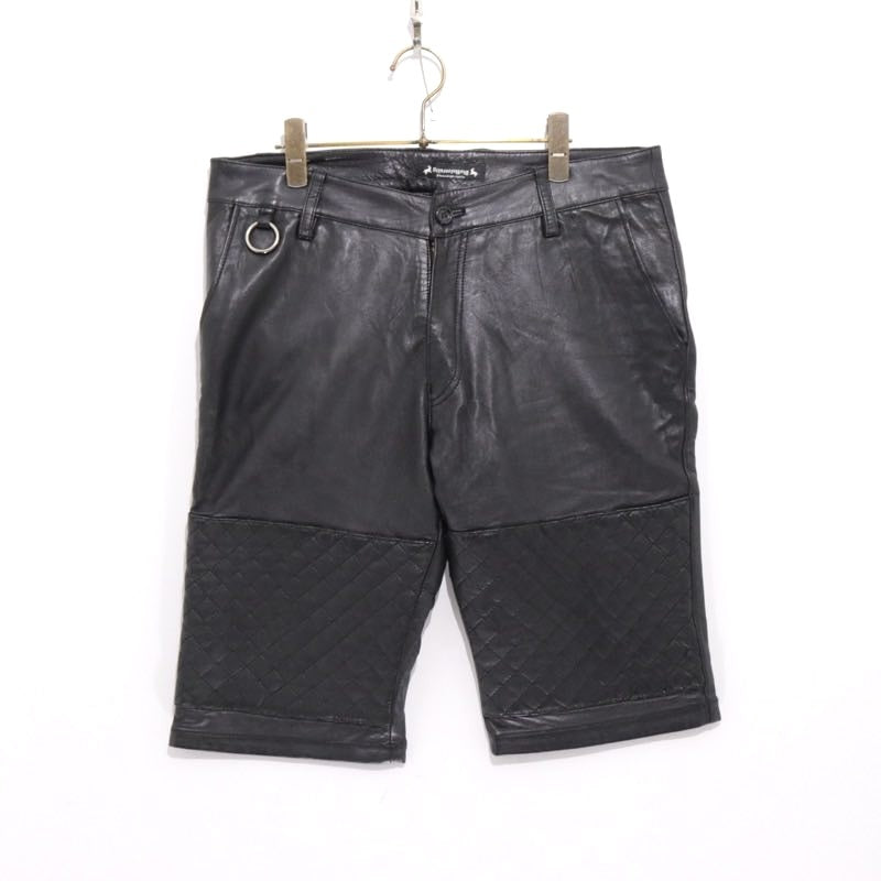 SASQUATCHfabrix. 11AW Leather Quilted Shorts Black Size M