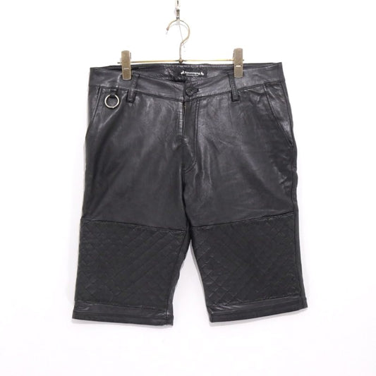 SASQUATCHfabrix. 11AW Leather Quilted Shorts Black Size M