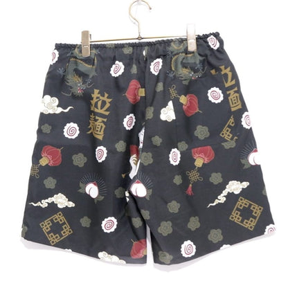 Eanbe Ramen Print Polyester Shorts Black Pants Size XL