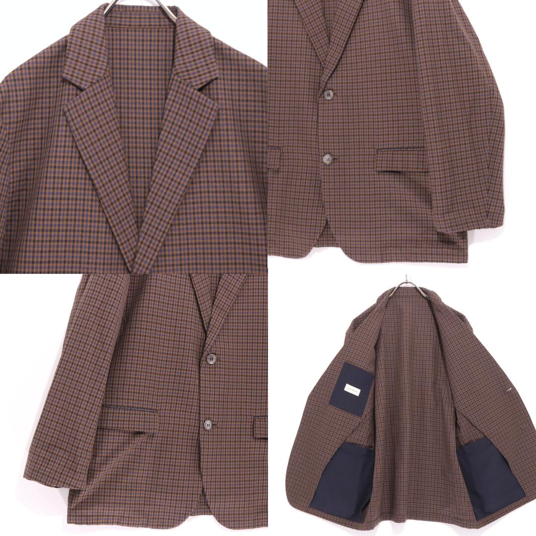 FACTOTUM 22SS Unconstructed Check Brown Blue Jacket Size 48/48