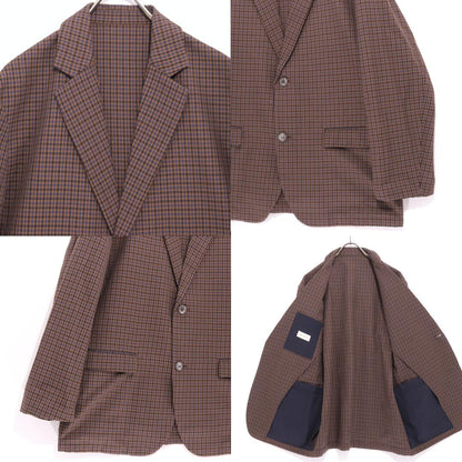 FACTOTUM 22SS Unconstructed Check Brown Blue Jacket Size 48/48