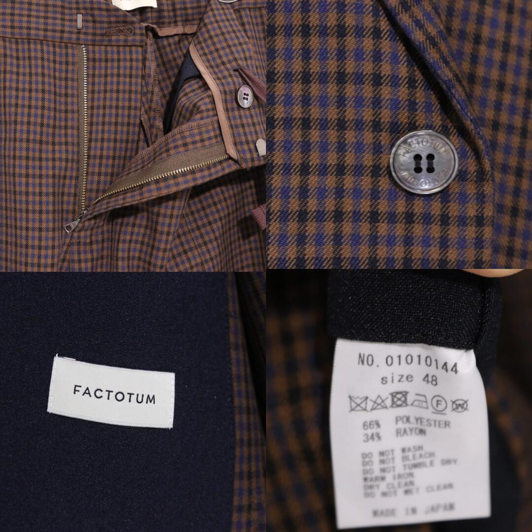 FACTOTUM 22SS Unconstructed Check Brown Blue Jacket Size 48/48