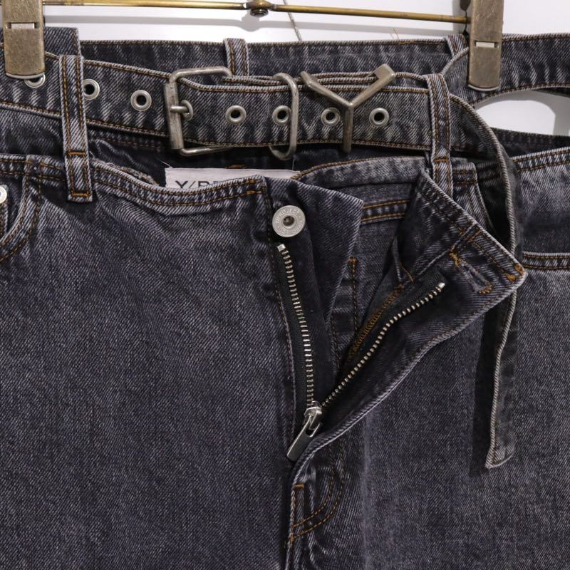 Y/Project Waistbandless Y Belt Black Denim Jeans Size 29