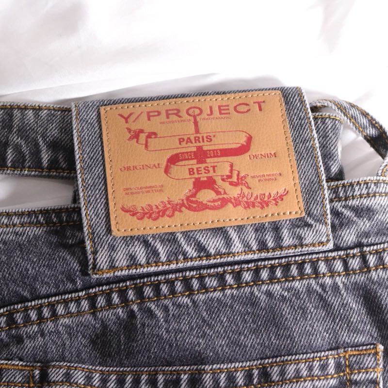 Y/Project Waistbandless Y Belt Black Denim Jeans Size 29