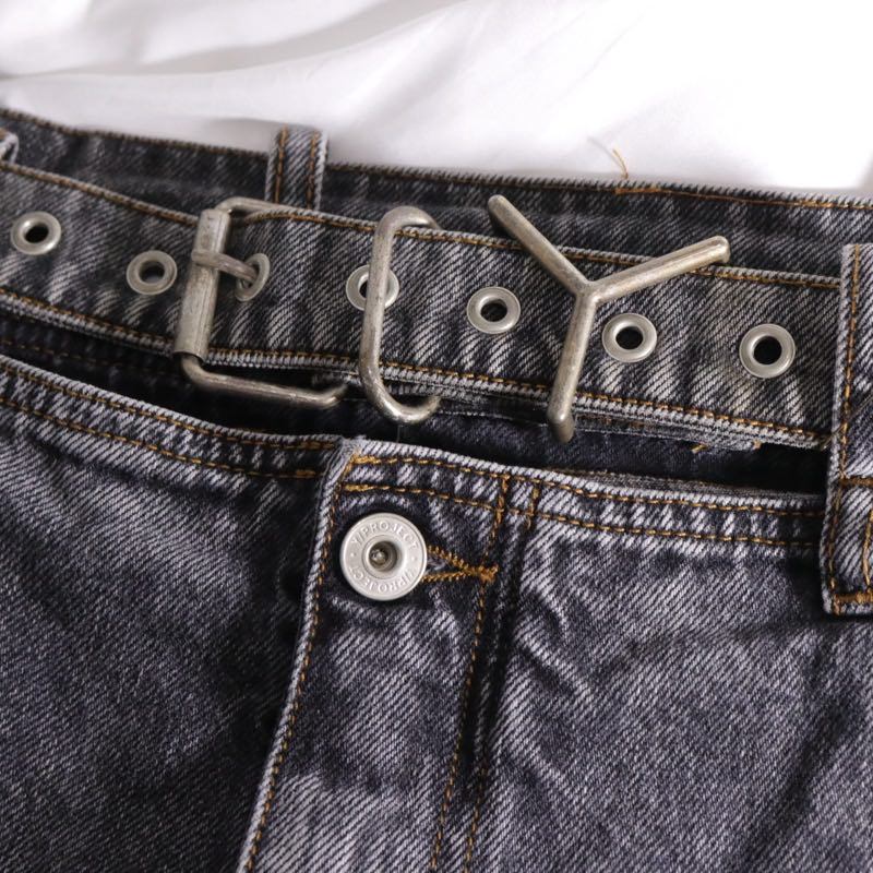 Y/Project Waistbandless Y Belt Black Denim Jeans Size 29