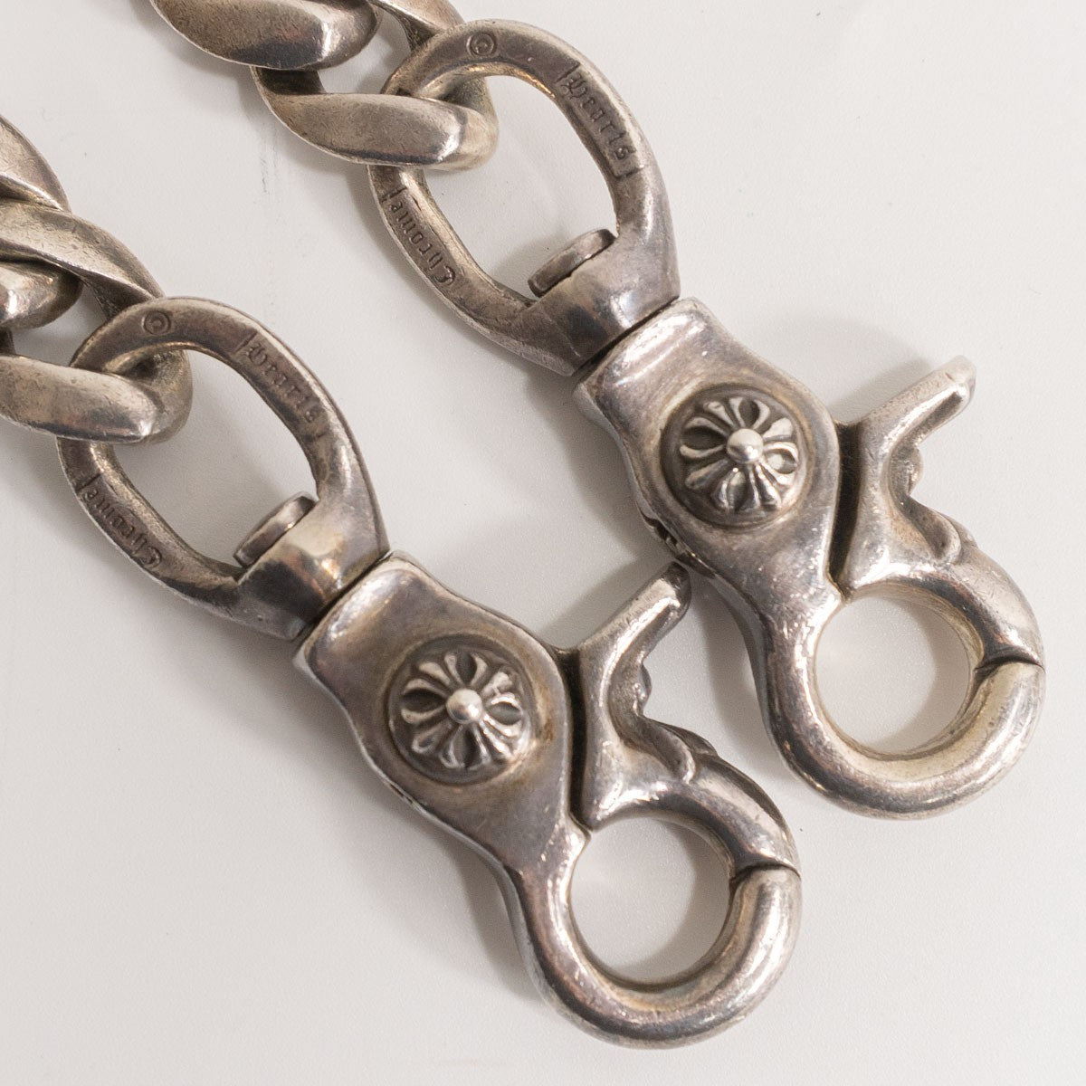 CHROME HEARTS CLASSIC LONG-T 2-Clip Long Silver Wallet Chain
