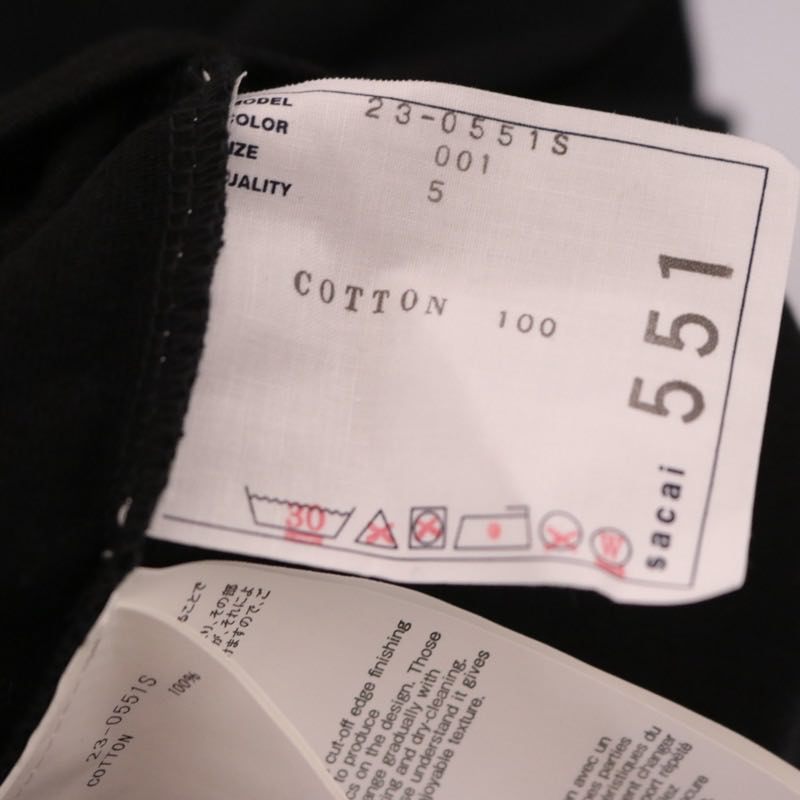sacai 23SS Ghetto Gastro Logo T-Shirt Black Size 5