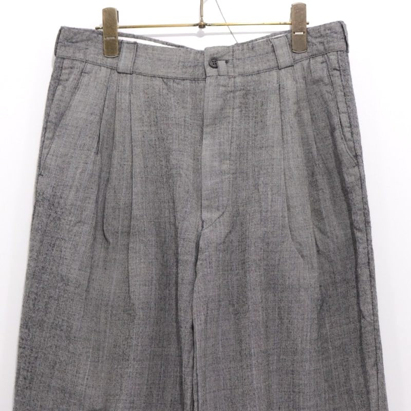 EURO VINTAGE 70s 80s Gray Blue Stripe 3-Pleat Slacks
