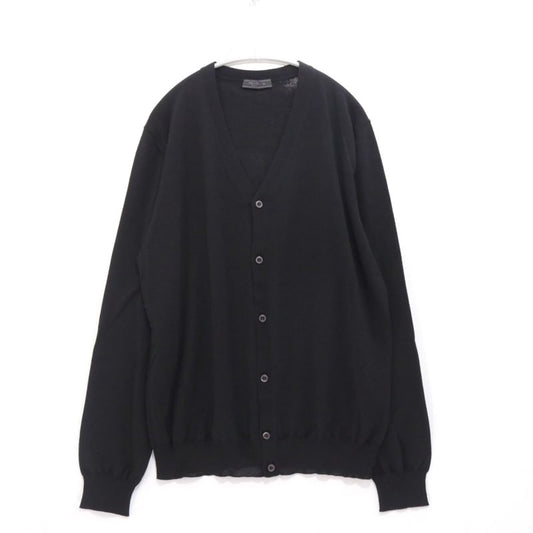 PRADA 24SS High Gauge Wool V-Neck Cardigan Black Size 52