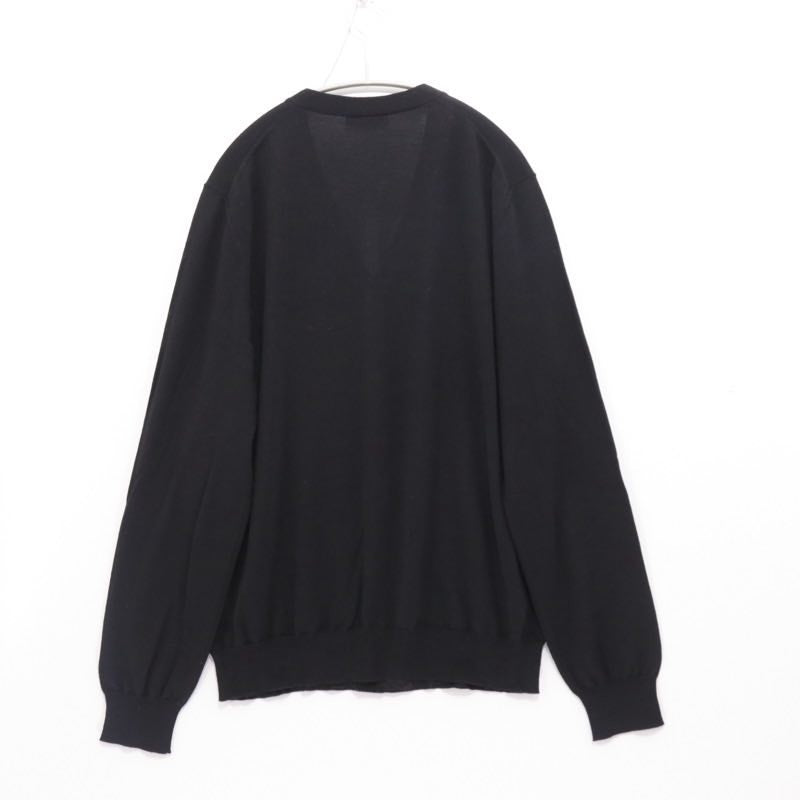 PRADA 24SS High Gauge Wool V-Neck Cardigan Black Size 52
