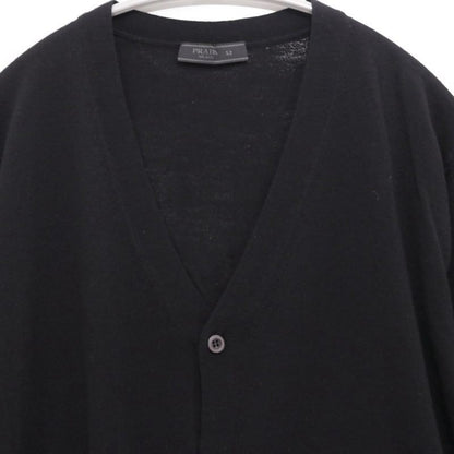PRADA 24SS High Gauge Wool V-Neck Cardigan Black Size 52