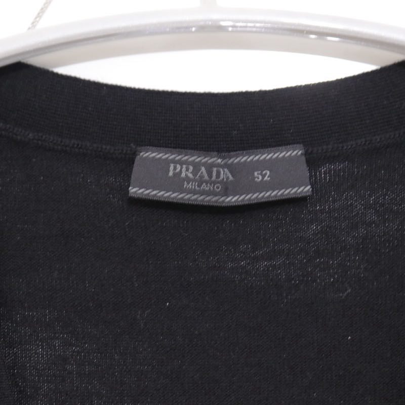PRADA 24SS High Gauge Wool V-Neck Cardigan Black Size 52