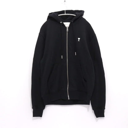 AMI PARIS Ami de Coeur Zipped Hoodie Black Size M