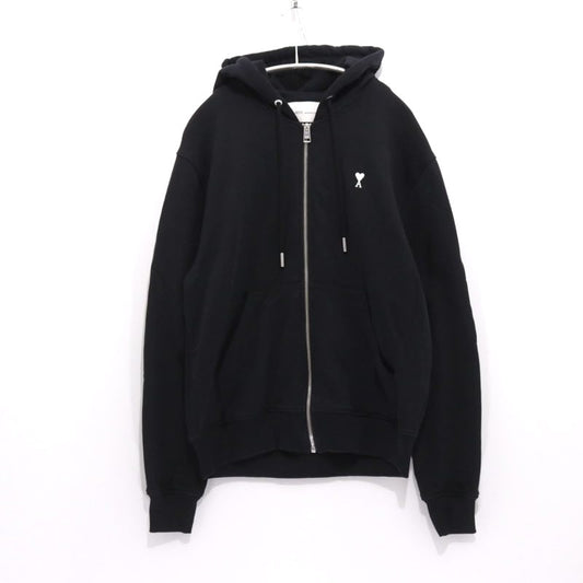 AMI PARIS Ami de Coeur Zipped Hoodie Black Size M