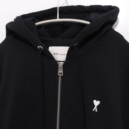AMI PARIS Ami de Coeur Zipped Hoodie Black Size M