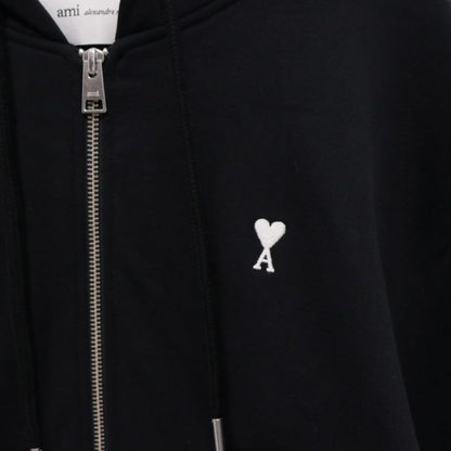AMI PARIS Ami de Coeur Zipped Hoodie Black Size M