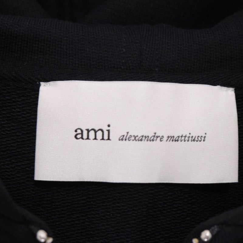 AMI PARIS Ami de Coeur Zipped Hoodie Black Size M