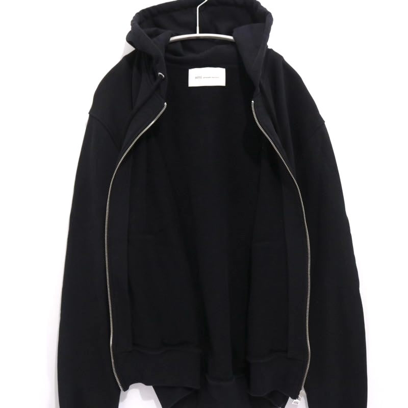 AMI PARIS Ami de Coeur Zipped Hoodie Black Size M