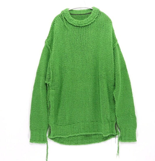 Sacai Inside-Out Destroyed Cotton Knit Sweater Green Size 3