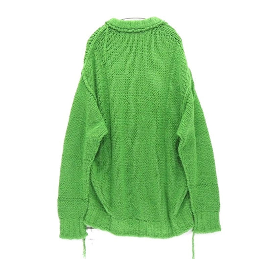 Sacai Inside-Out Destroyed Cotton Knit Sweater Green Size 3