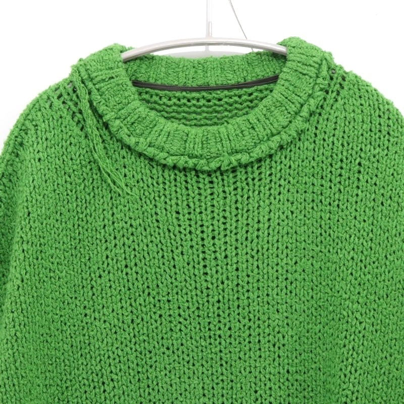 Sacai Inside-Out Destroyed Cotton Knit Sweater Green Size 3