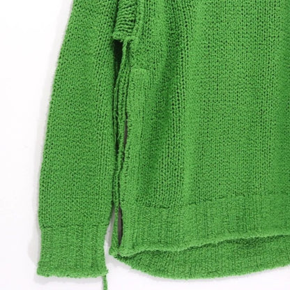 Sacai Inside-Out Destroyed Cotton Knit Sweater Green Size 3
